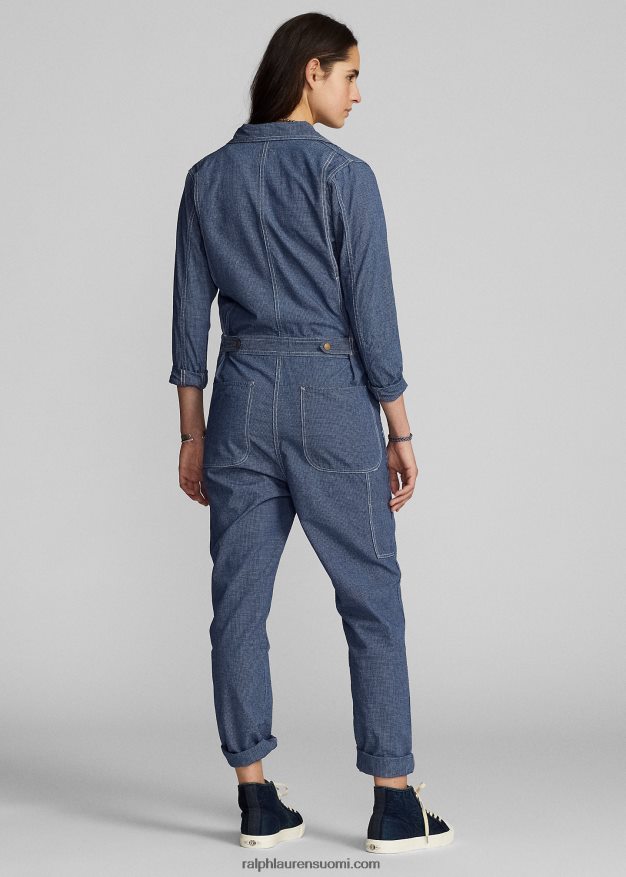 Ralph Lauren naiset ruudullinen puuvillahaalari 0Z24ZR3648 indigo