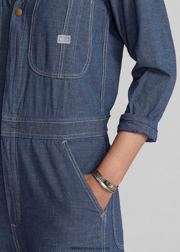 Ralph Lauren naiset ruudullinen puuvillahaalari 0Z24ZR3648 indigo