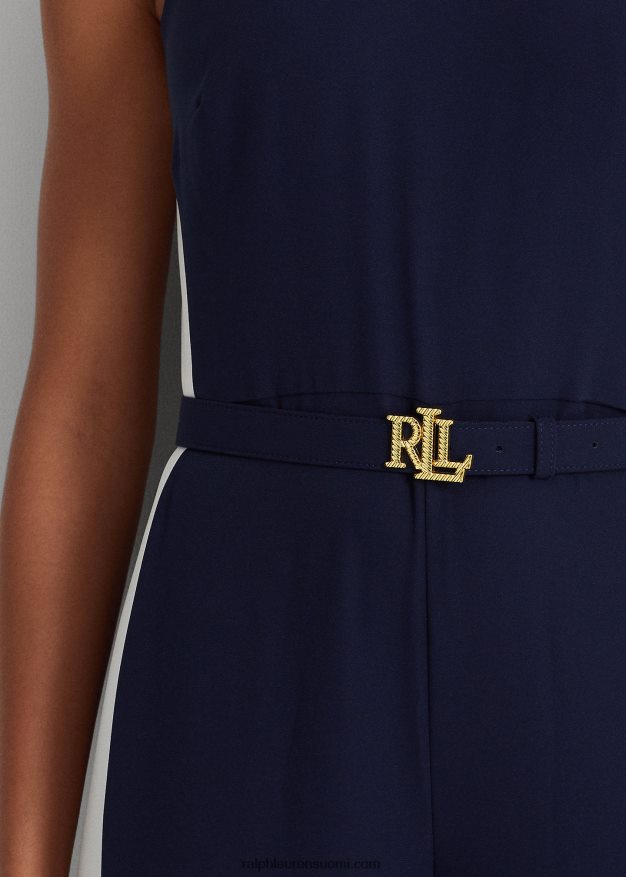 Ralph Lauren naiset sivuraitainen kreppihaalari 0Z24ZR9564 hienostunut laivasto/valkoinen