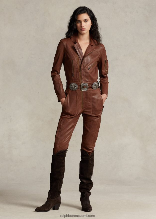 Ralph Lauren naiset slim fit lampaannahkainen haalari 0Z24ZR3231 kookospapu