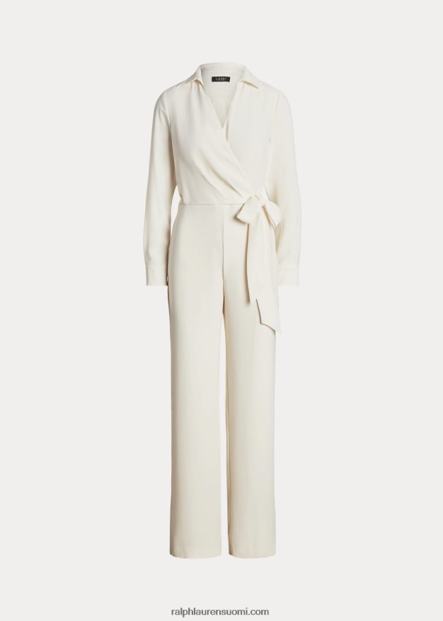 Ralph Lauren naiset solmittava georgette leveälahkeinen haalari 0Z24ZR4108 mascarpone-kermaa