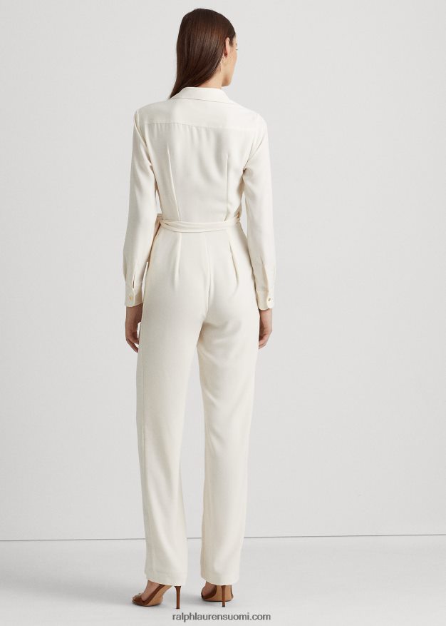 Ralph Lauren naiset solmittava georgette leveälahkeinen haalari 0Z24ZR4108 mascarpone-kermaa