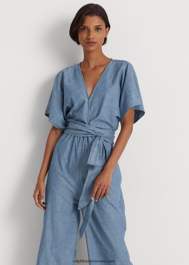 Ralph Lauren naiset vyöllinen chambray wrap -haalari 0Z24ZR4380 suolapuron pesu