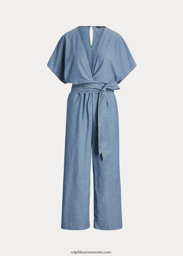 Ralph Lauren naiset vyöllinen chambray wrap -haalari 0Z24ZR4380 suolapuron pesu