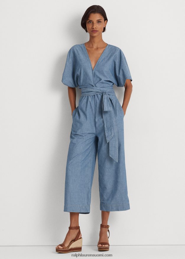 Ralph Lauren naiset vyöllinen chambray wrap -haalari 0Z24ZR4380 suolapuron pesu