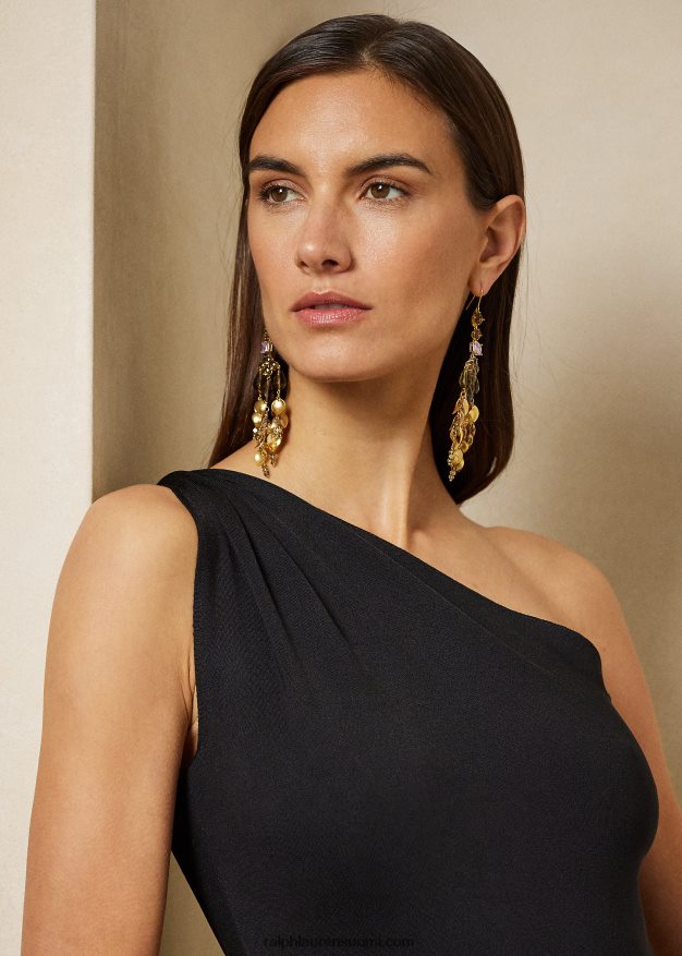 Ralph Lauren naiset yksiolkainen silkkipusero haalari 0Z24ZR3600 musta