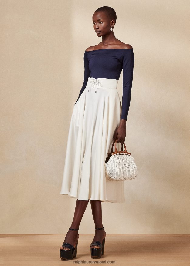 Ralph Lauren naiset Abberton silkkishantung-hame 0Z24ZR3513 luonnonvalkoinen