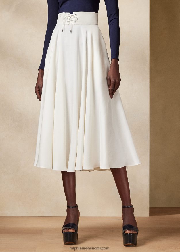 Ralph Lauren naiset Abberton silkkishantung-hame 0Z24ZR3513 luonnonvalkoinen