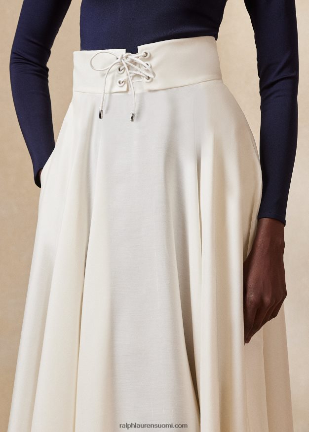 Ralph Lauren naiset Abberton silkkishantung-hame 0Z24ZR3513 luonnonvalkoinen