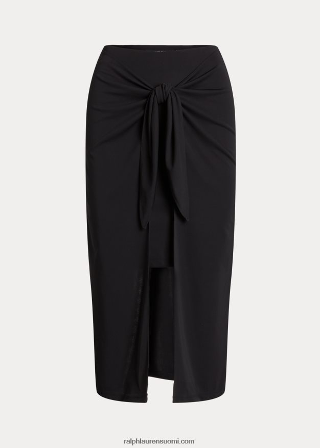 Ralph Lauren naiset Edessä solmittava joustava jersey midihame 0Z24ZR3851 musta