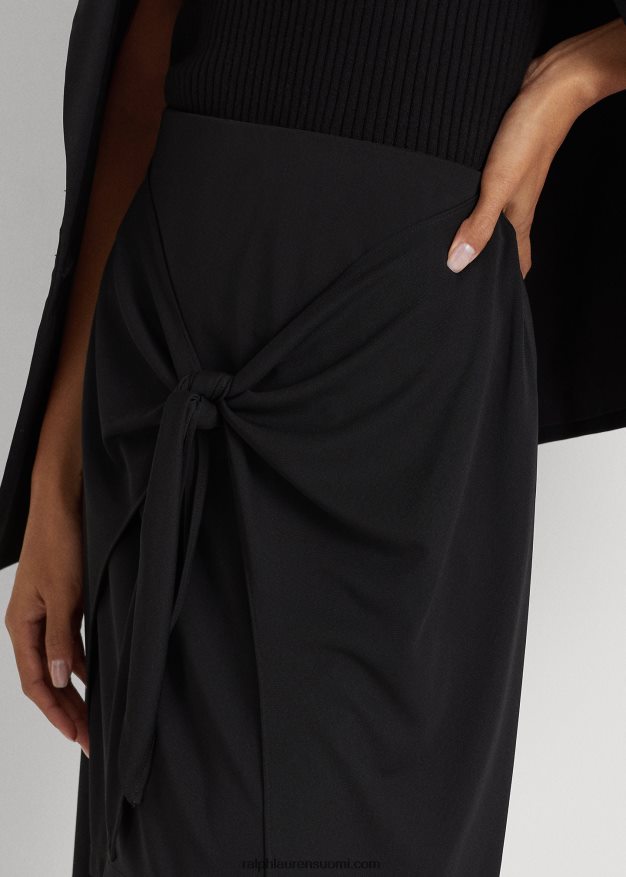 Ralph Lauren naiset Edessä solmittava joustava jersey midihame 0Z24ZR4364 musta