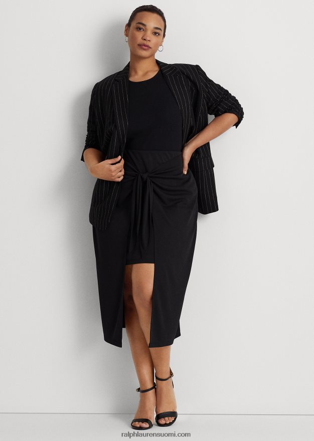 Ralph Lauren naiset Edessä solmittava joustava jersey midihame 0Z24ZR4567 musta