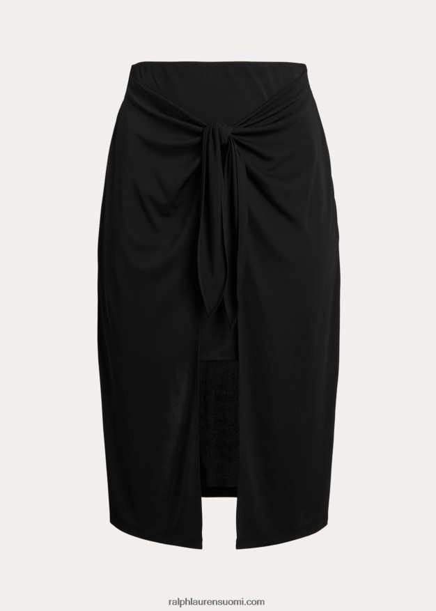 Ralph Lauren naiset Edessä solmittava joustava jersey midihame 0Z24ZR4567 musta