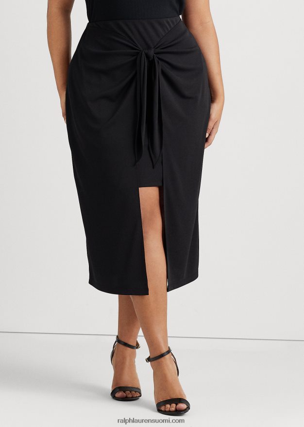 Ralph Lauren naiset Edessä solmittava joustava jersey midihame 0Z24ZR4567 musta