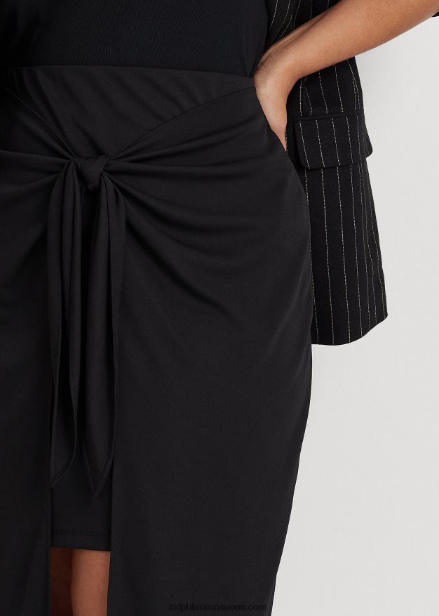 Ralph Lauren naiset Edessä solmittava joustava jersey midihame 0Z24ZR4567 musta