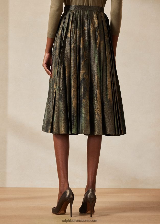 Ralph Lauren naiset arnav laskostettu käsinmaalattu hame 0Z24ZR9292 musta/pronssi