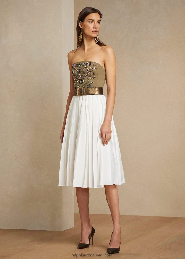 Ralph Lauren naiset arnav laskostettu pellavasekoitehame 0Z24ZR3593 luonnonvalkoinen