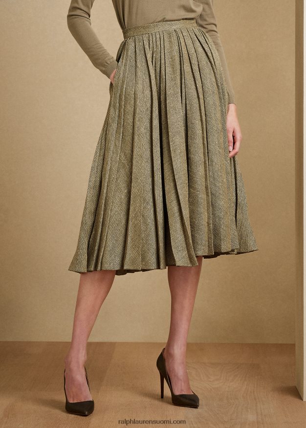 Ralph Lauren naiset arnav laskostettu rikki-twill-hame 0Z24ZR9309 oliivi/rusketus