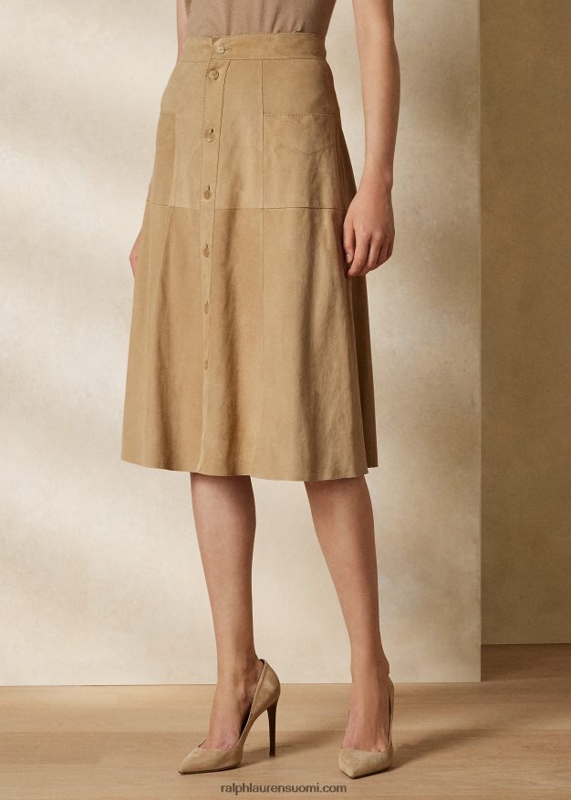 Ralph Lauren naiset aryiana lampaan mokkanahkahame 0Z24ZR3554 vaalea hunaja