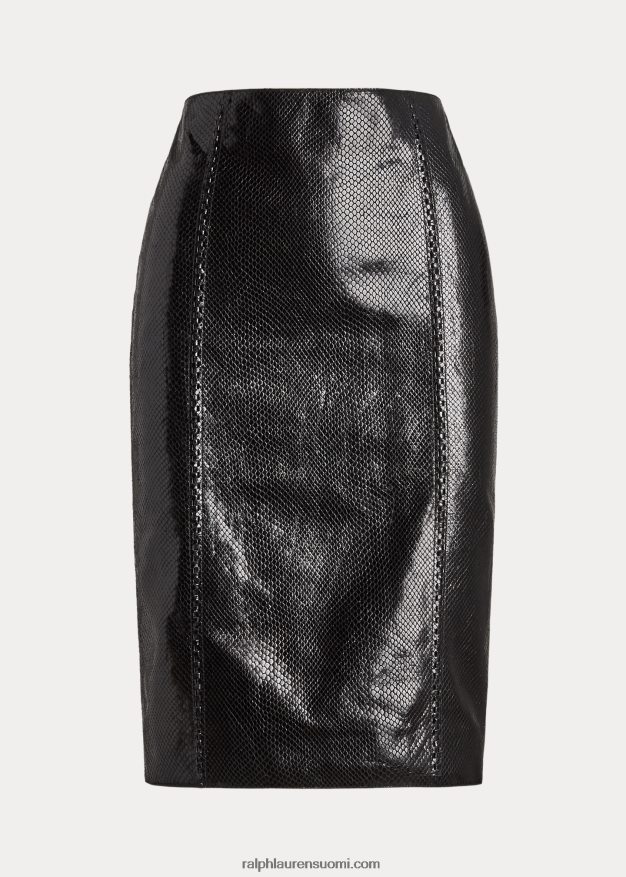 Ralph Lauren naiset cynthia kohokuvioitu vuohennahkahame 0Z24ZR3575 musta