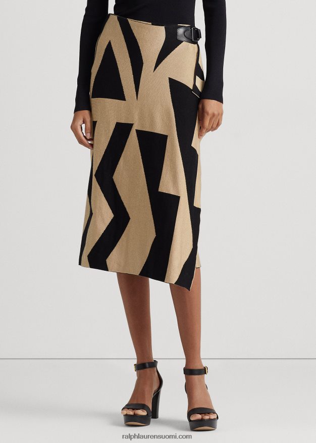 Ralph Lauren naiset geoprint-puuvillasekoitettu kynähame 0Z24ZR4154 musta/ruskea