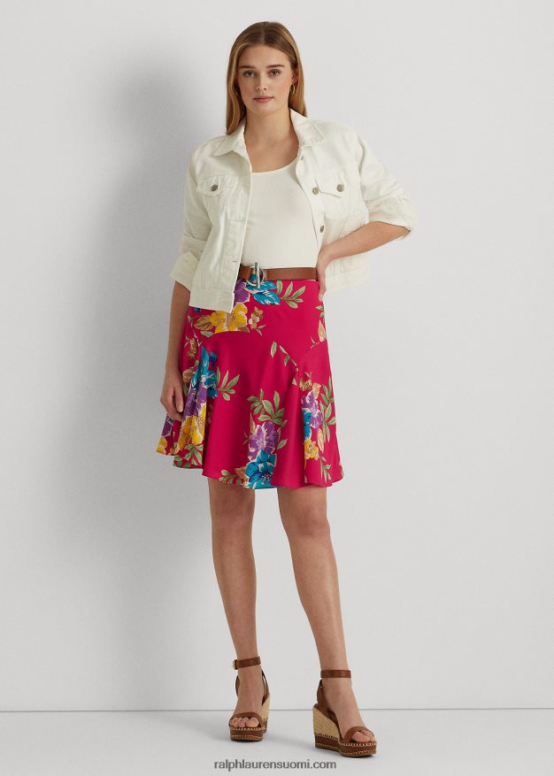 Ralph Lauren naiset kukkainen georgette-hame 0Z24ZR3881 pinkki multi