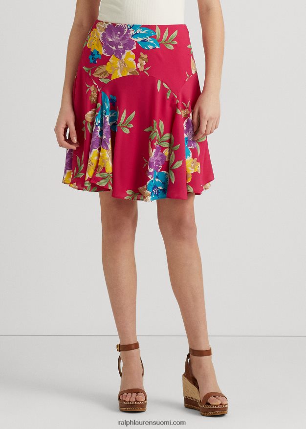 Ralph Lauren naiset kukkainen georgette-hame 0Z24ZR3881 pinkki multi