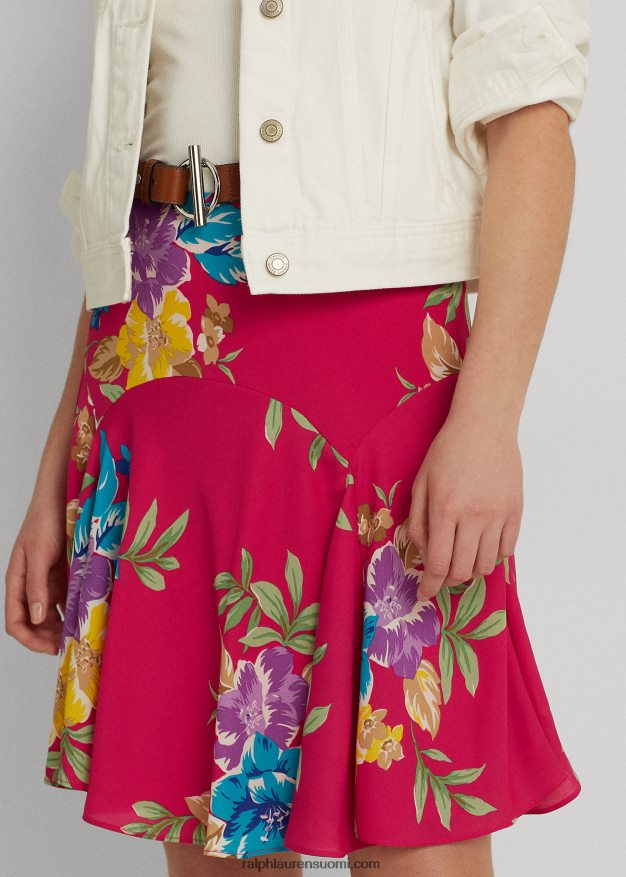 Ralph Lauren naiset kukkainen georgette-hame 0Z24ZR9466 pinkki multi