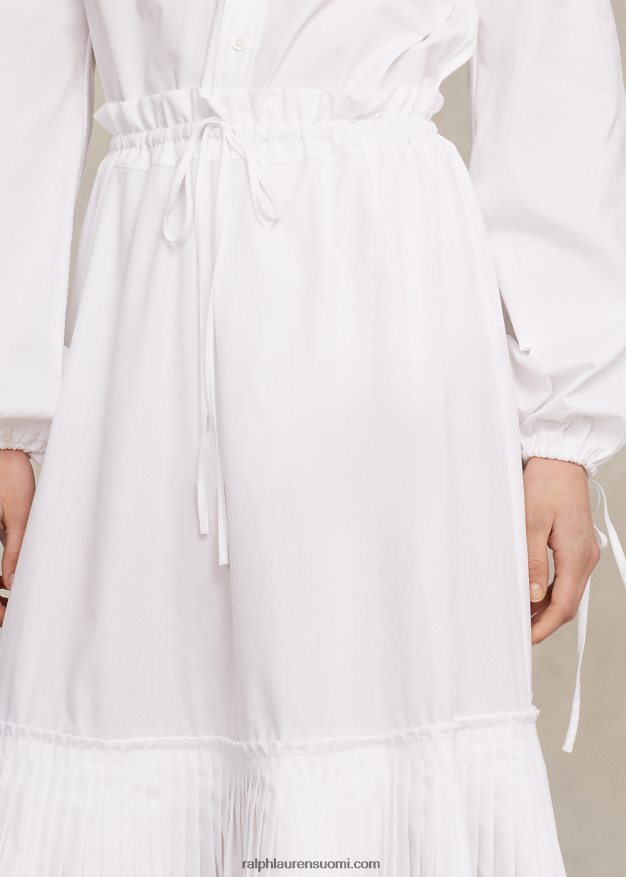 Ralph Lauren naiset laskoshelma kiristysnyörillä a-linjainen hame 0Z24ZR3129 valkoinen