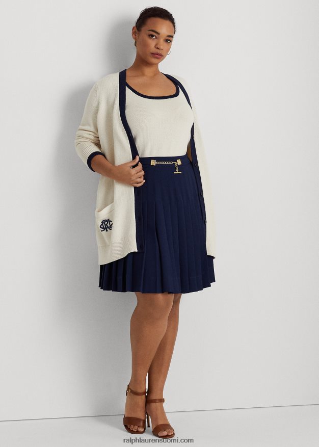 Ralph Lauren naiset laskostettu georgette-hame 0Z24ZR4595 hienostunut laivasto