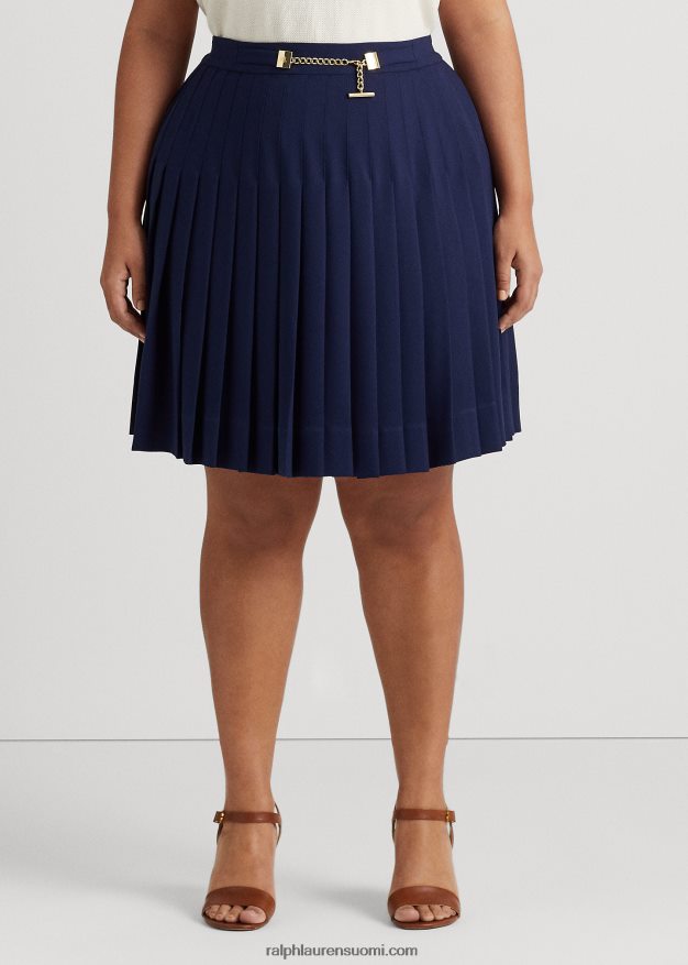 Ralph Lauren naiset laskostettu georgette-hame 0Z24ZR4595 hienostunut laivasto