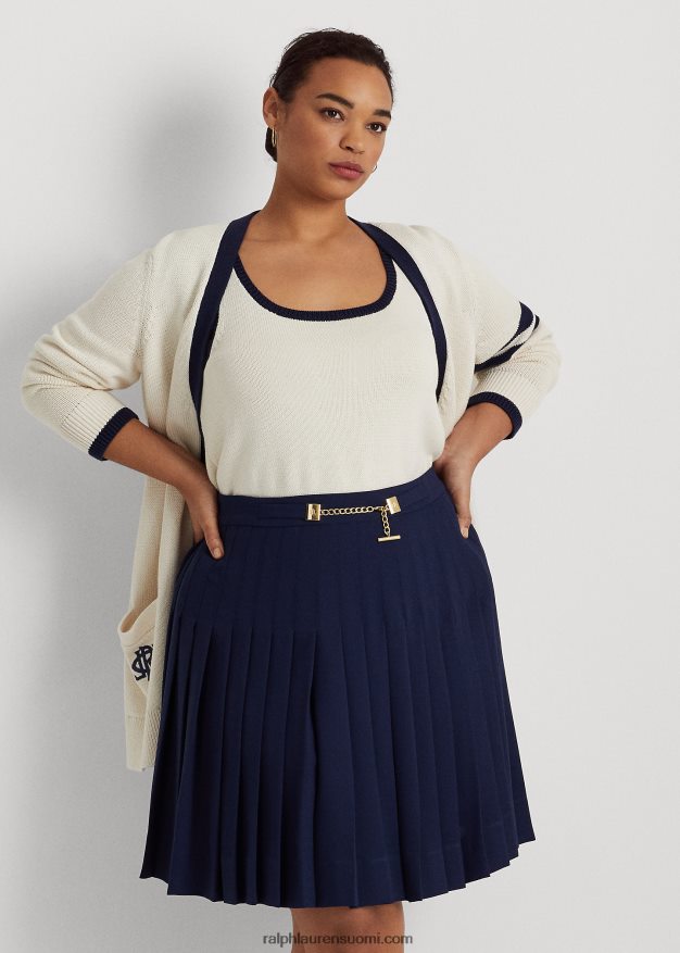 Ralph Lauren naiset laskostettu georgette-hame 0Z24ZR4595 hienostunut laivasto