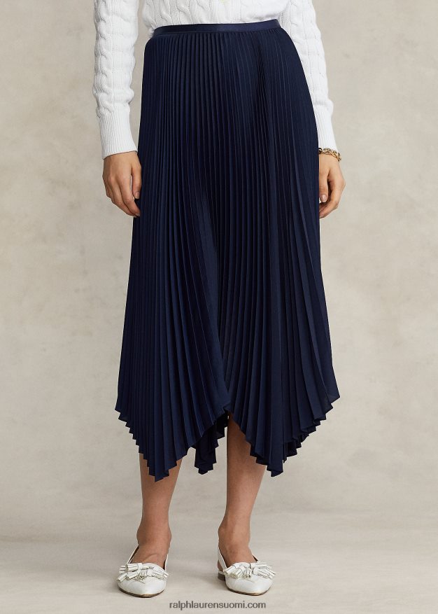 Ralph Lauren naiset laskostettu georgette-nenäliinahame 0Z24ZR3334 risteilylaivasto