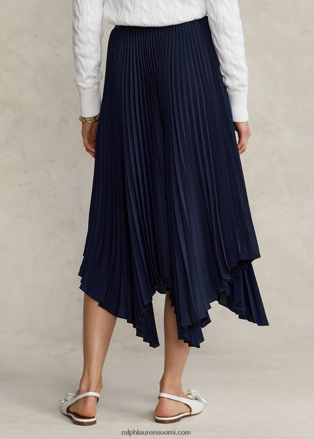 Ralph Lauren naiset laskostettu georgette-nenäliinahame 0Z24ZR3334 risteilylaivasto