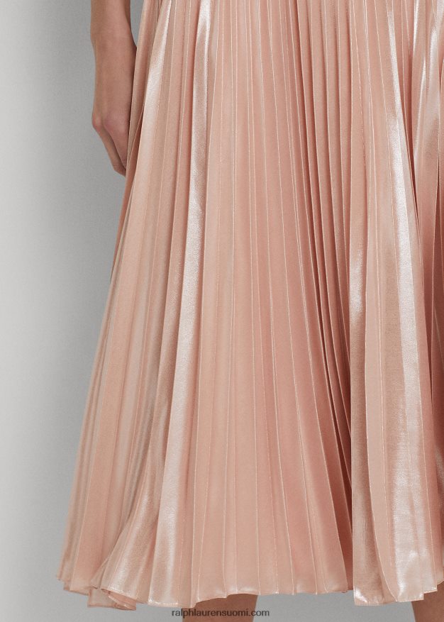 Ralph Lauren naiset laskostettu metallinen sifonkihame 0Z24ZR4061 vaaleanpunainen