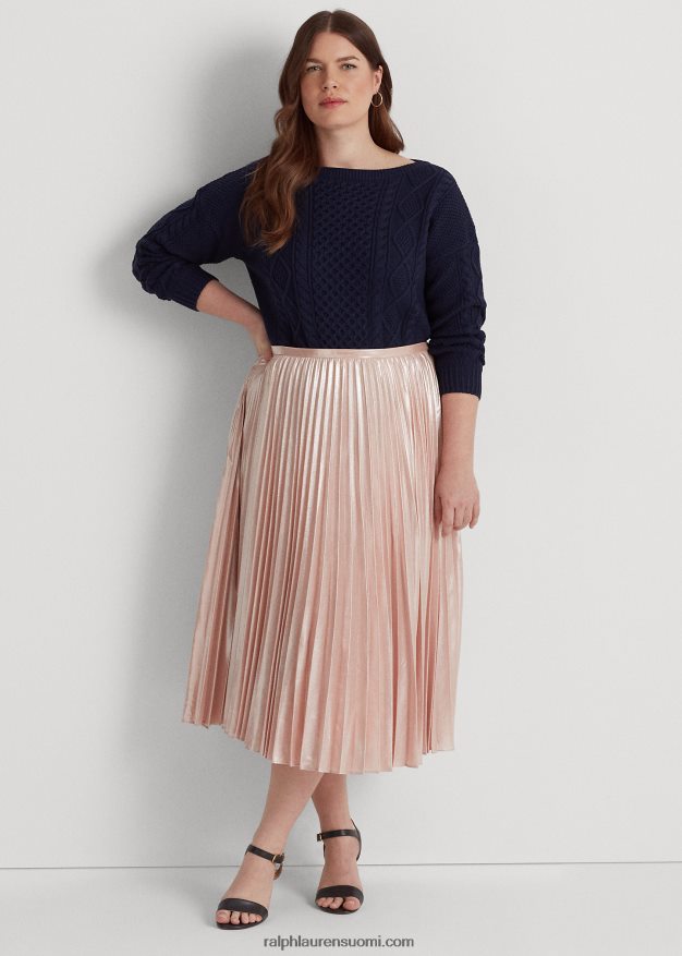 Ralph Lauren naiset laskostettu metallinen sifonkihame 0Z24ZR4679 vaaleanpunainen