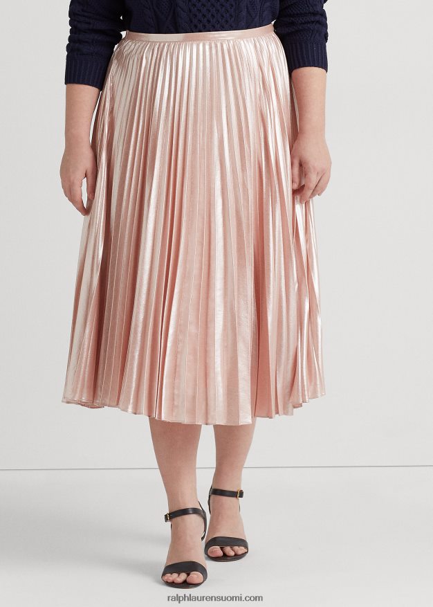 Ralph Lauren naiset laskostettu metallinen sifonkihame 0Z24ZR4679 vaaleanpunainen