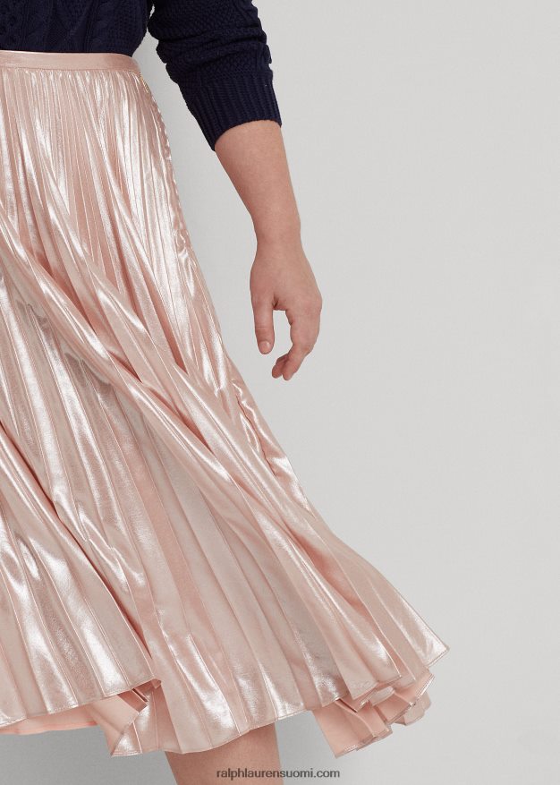 Ralph Lauren naiset laskostettu metallinen sifonkihame 0Z24ZR4679 vaaleanpunainen