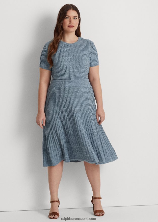 Ralph Lauren naiset pellava-puuvillaneulehame 0Z24ZR4607 indigo valtameri moni