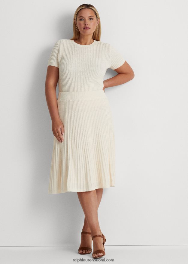Ralph Lauren naiset pellava-puuvillaneulehame 0Z24ZR4608 mascarpone-kermaa