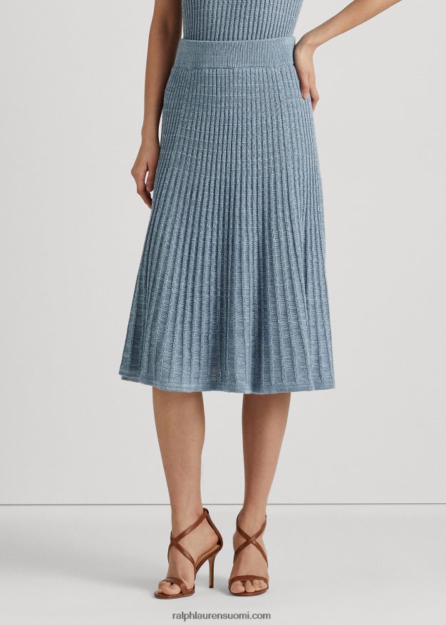 Ralph Lauren naiset pellava-puuvillaneulehame 0Z24ZR4844 indigo valtameri moni