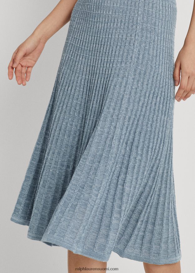 Ralph Lauren naiset pellava-puuvillaneulehame 0Z24ZR4844 indigo valtameri moni