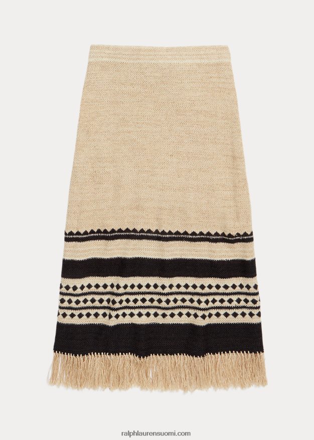 Ralph Lauren naiset pellava-silkki jacquard-hapsuhame 0Z24ZR3617 kerma/musta