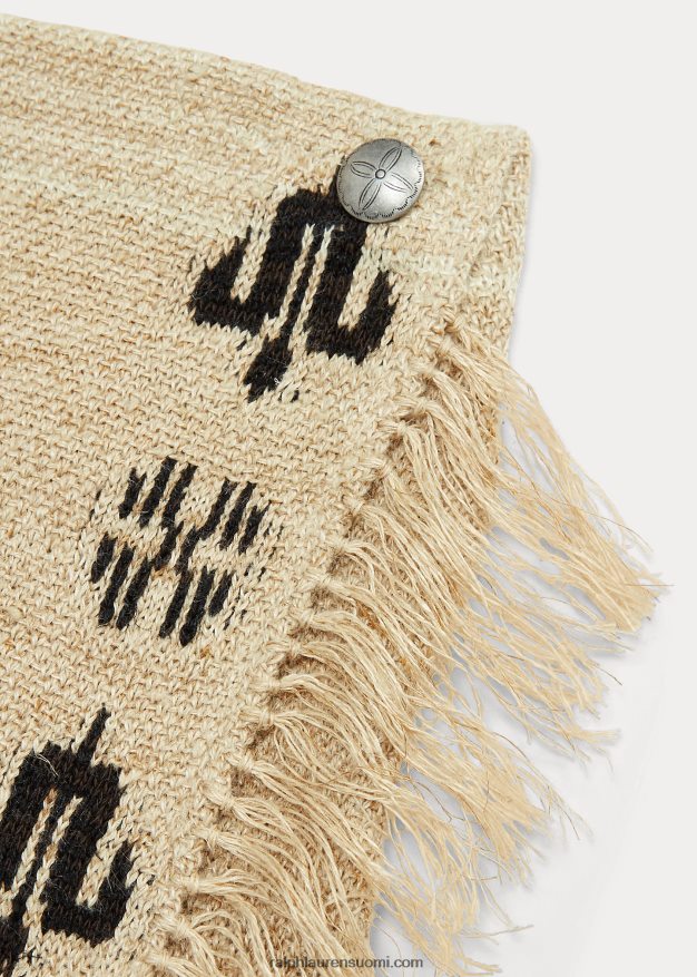 Ralph Lauren naiset pellava-silkki jacquard-hapsuhame 0Z24ZR3617 kerma/musta