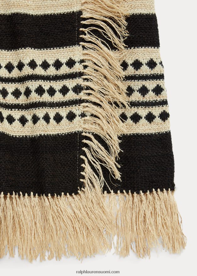 Ralph Lauren naiset pellava-silkki jacquard-hapsuhame 0Z24ZR3617 kerma/musta