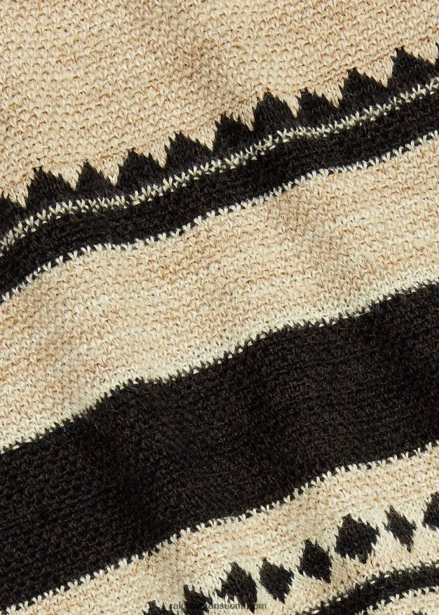 Ralph Lauren naiset pellava-silkki jacquard-hapsuhame 0Z24ZR3617 kerma/musta