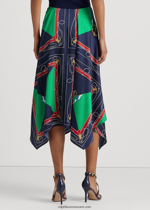 Ralph Lauren naiset printti twill midihame 0Z24ZR9543 laivasto/vihreä multi