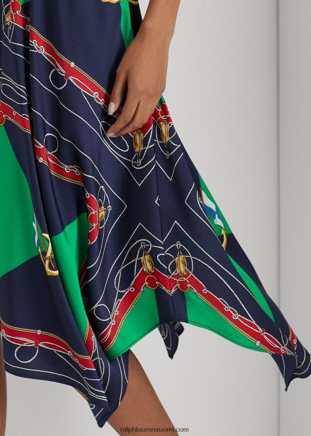 Ralph Lauren naiset printti twill midihame 0Z24ZR9543 laivasto/vihreä multi