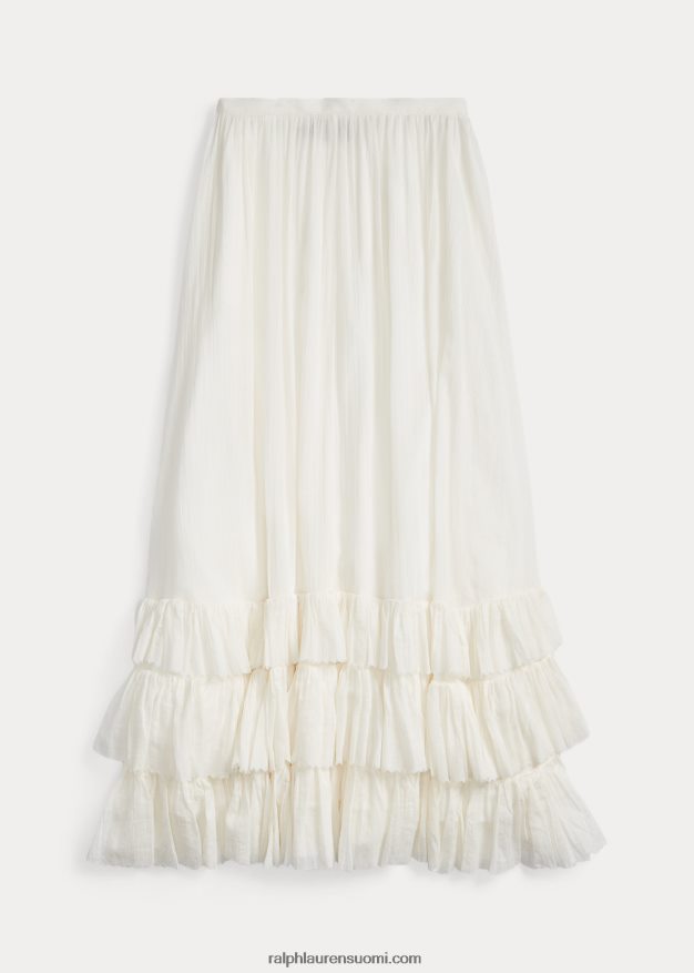 Ralph Lauren naiset röyhelöinen puuvillainen voile-hame 0Z24ZR3624 kerma