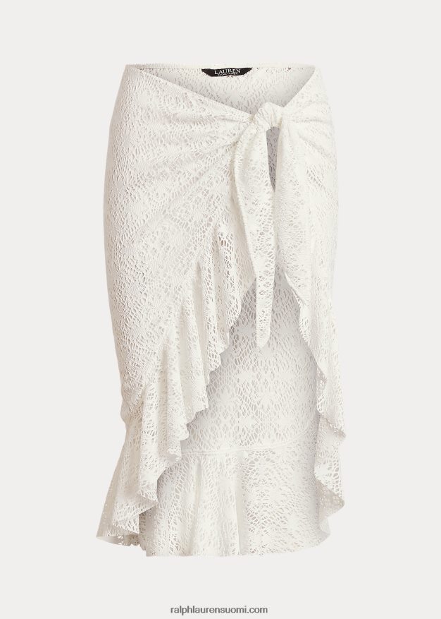 Ralph Lauren naiset röyhelöreunuksella virkattu käärehame 0Z24ZR9451 valkoinen